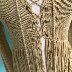 Fringed Tan Sweater
